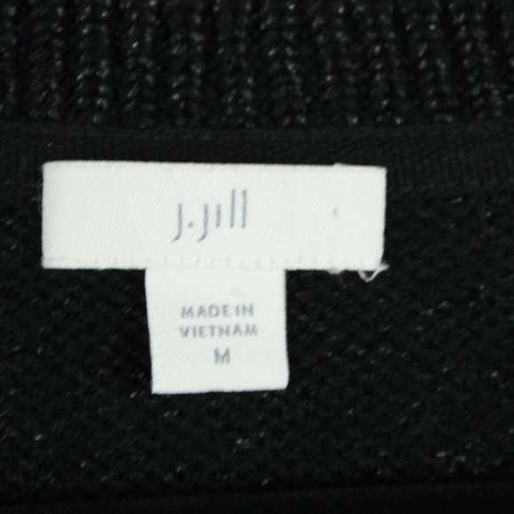J Jill Black and Silver Sparkly‎ Crew Neck Sweater Size Medium - Picture 4 of 8